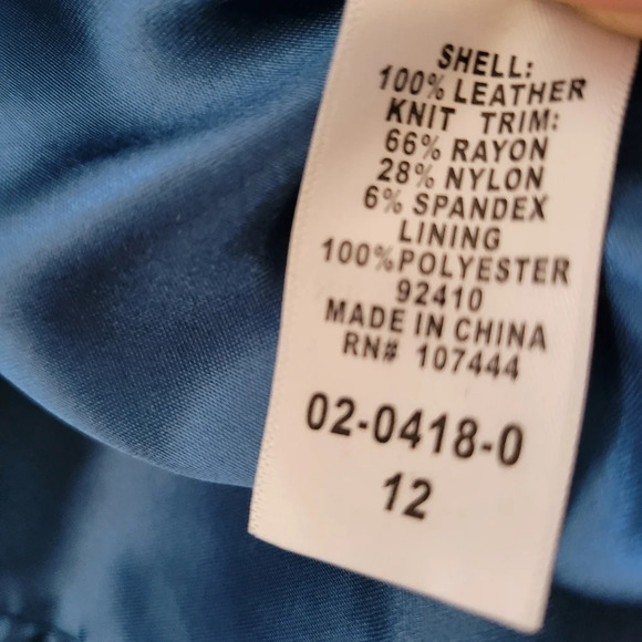 Jessica London Leather Moto Style Jacket / Turquoise / Size Medium - Picture 6 of 8